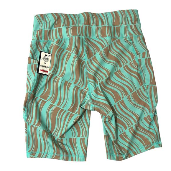 Ideology (1X) Compression Ocean Sigh Geo-print Pockets 10" Bike Shorts Plus Size - Picture 4 of 10